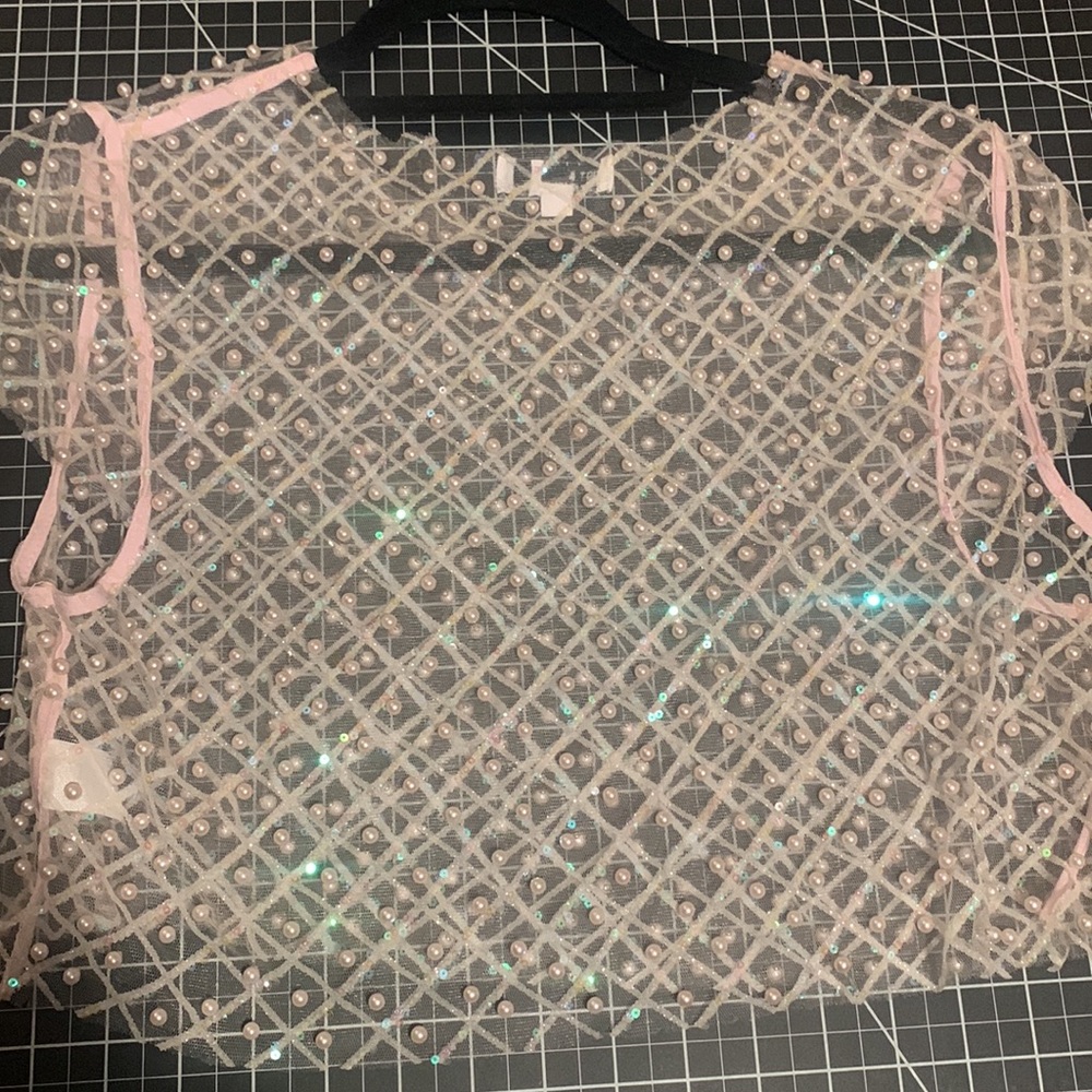 Pink Beaded Crop Top